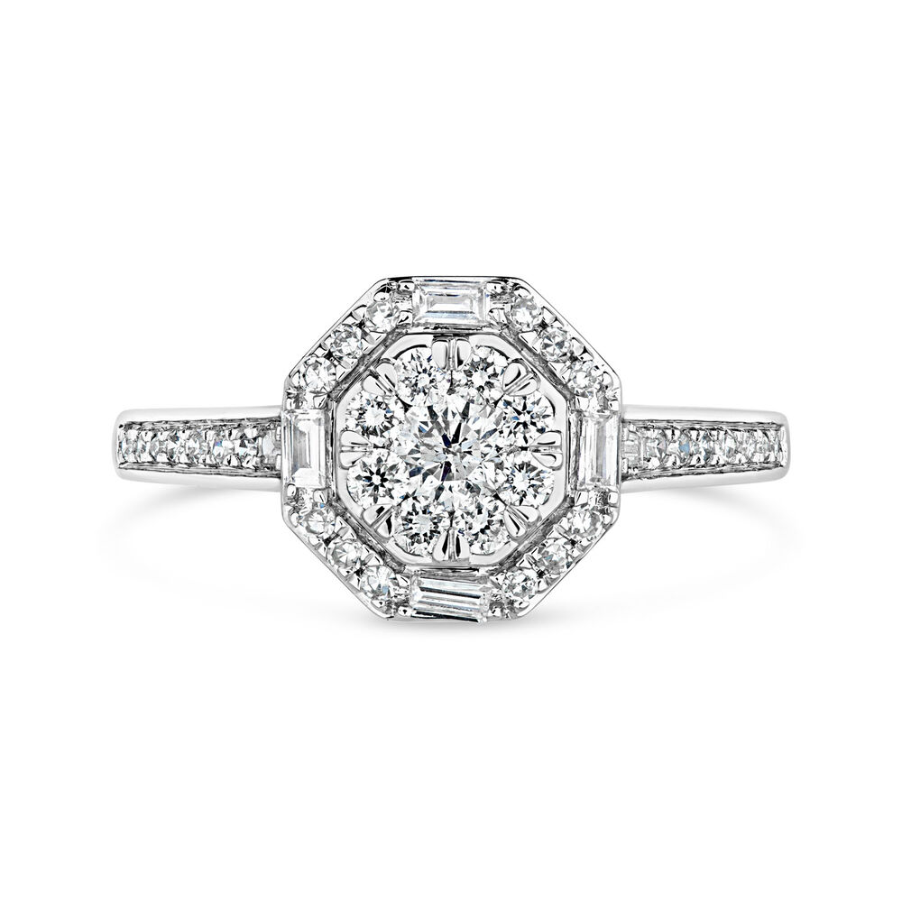 18ct White Gold 0.50ct Diamond Hexagon Cluster Ring
