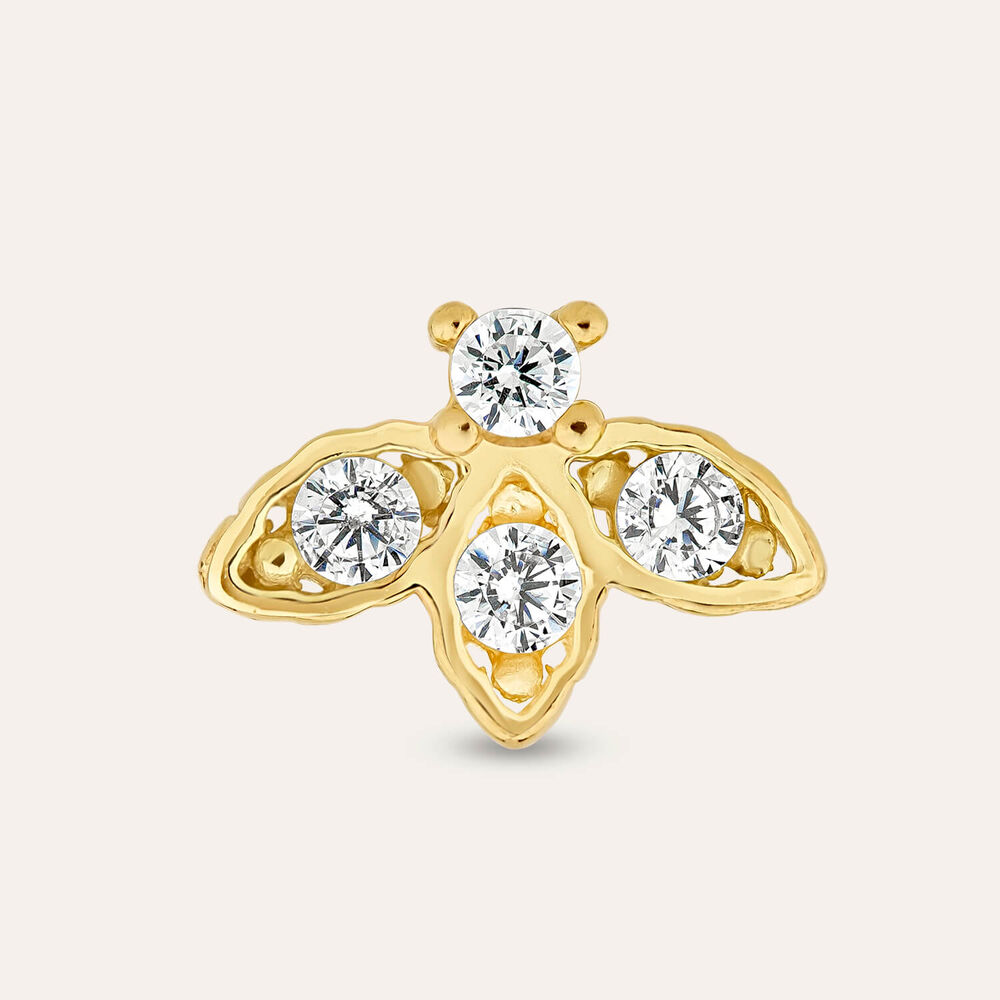 9ct Yellow Gold Cubic Zirconia Bee Single Stud Earring