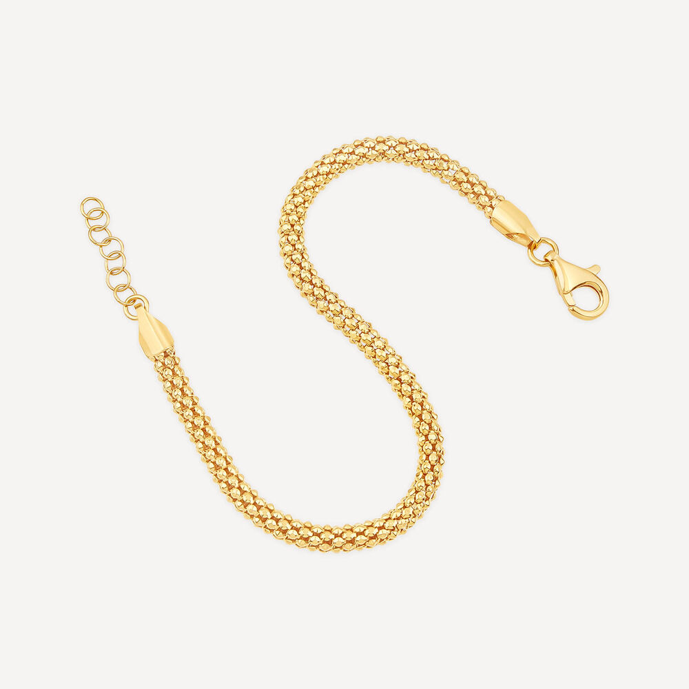 Yellow Gold Plated Sterling Silver Popcorn Tube Bracelet image number 3