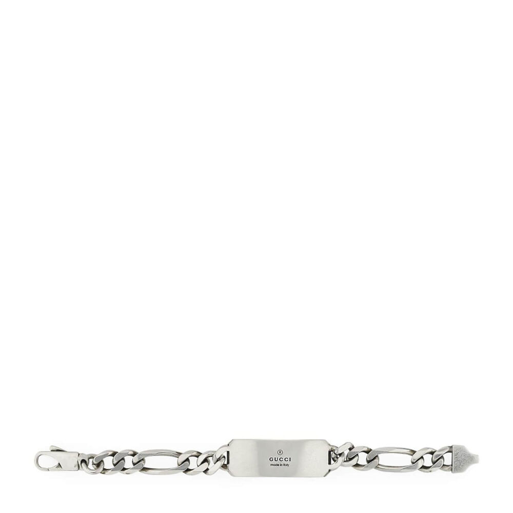 Gucci Signature Silver Interlocking Bee-Motif Tag Bracelet (Size 21) image number 2