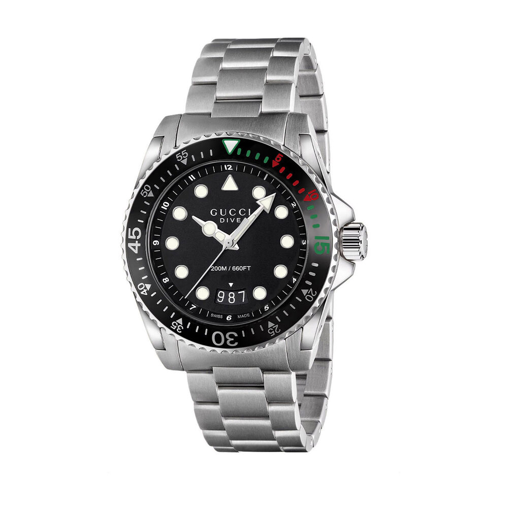 Gucci Dive 44mm Black Dial Stel Bracelet Watch image number 0