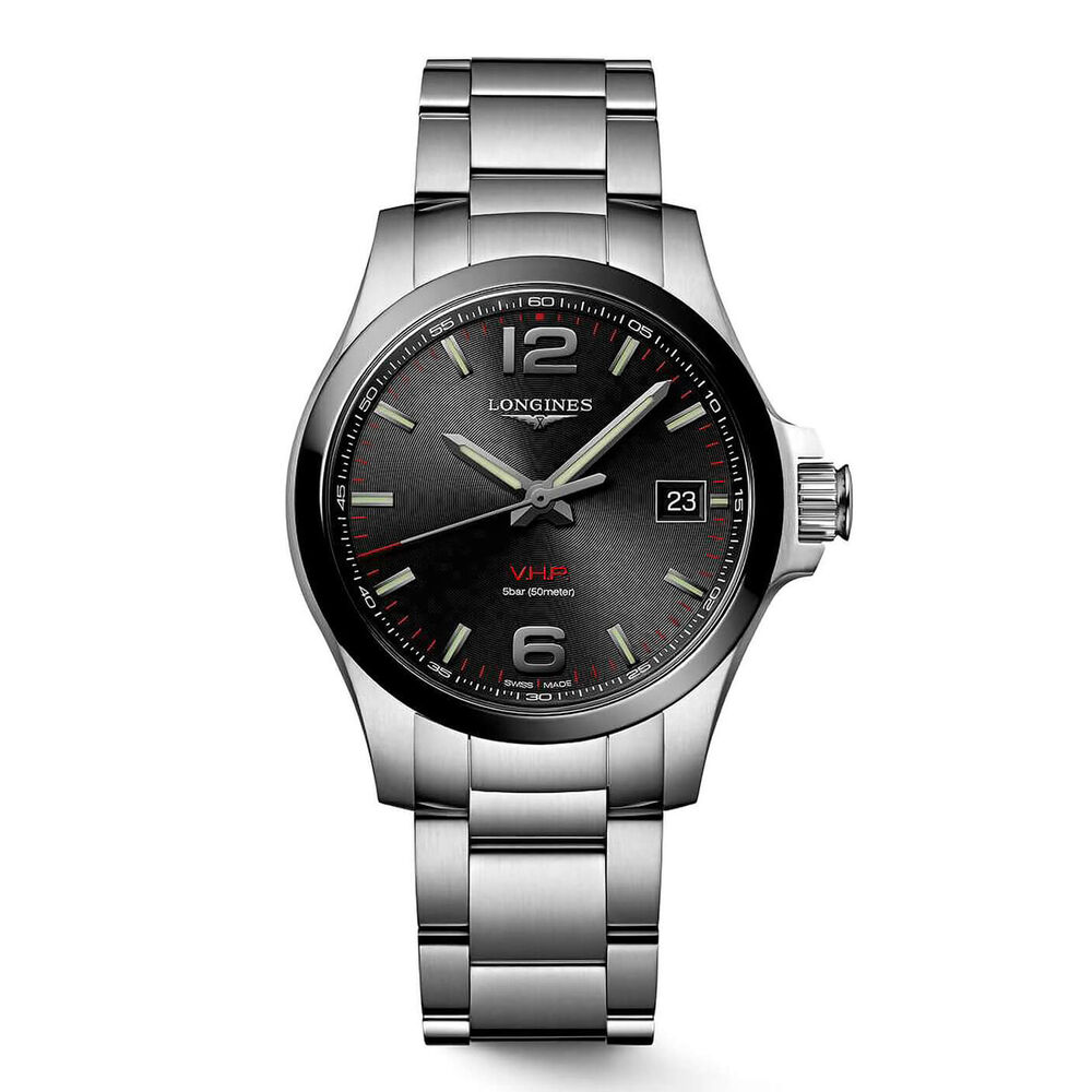 Longines Conquest V.H.P. Black Dial & Steel Bracelet Watch