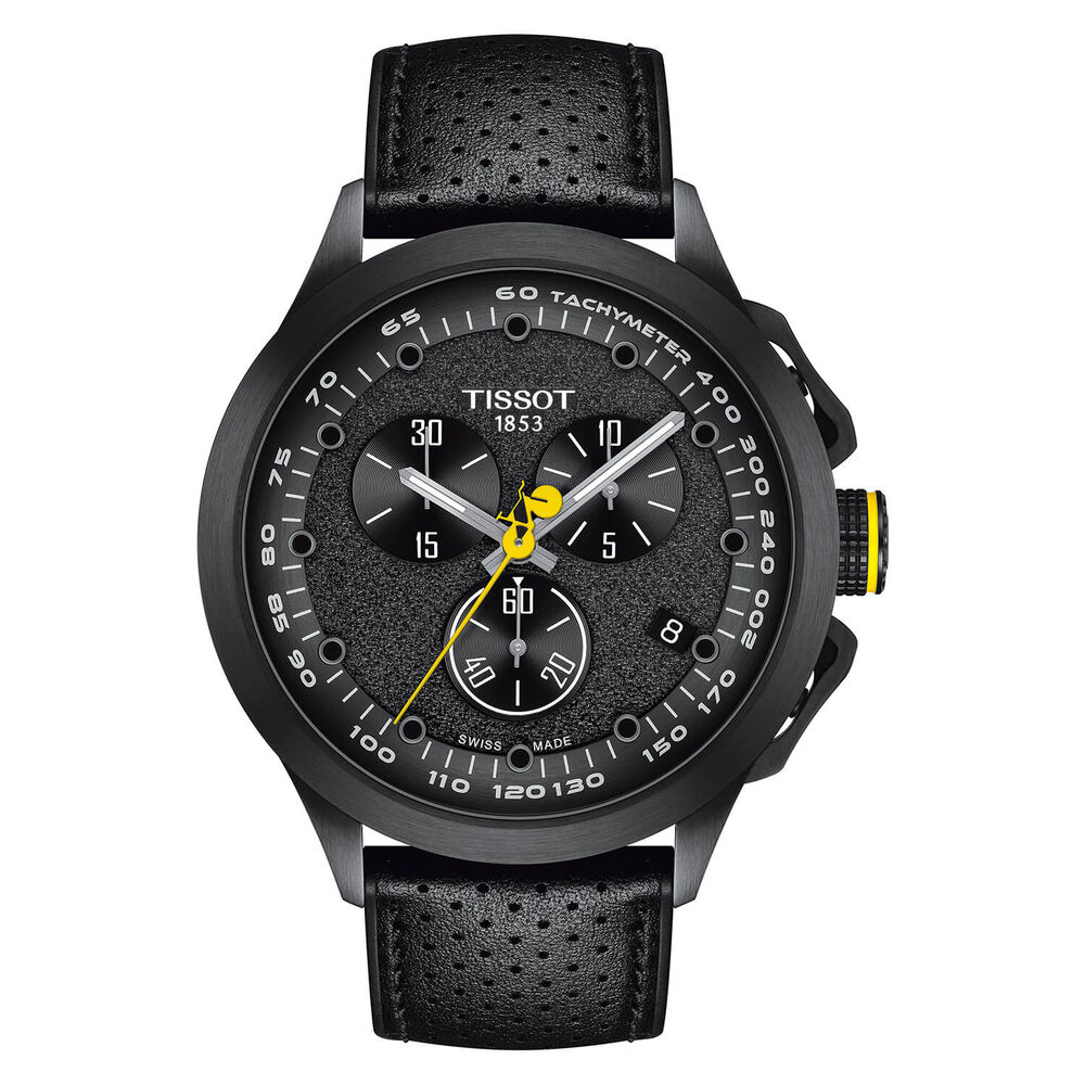 Tissot T-Race Tour De France  45mm Automatic Black Dial Yellow Detail Steel Case Black Strap Watch