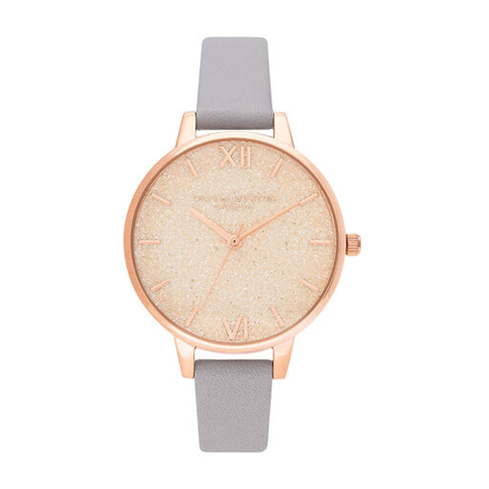 Olivia Burton Glitter Dial Rose Gold-Toned & Grey Lilac Ladies' Watch