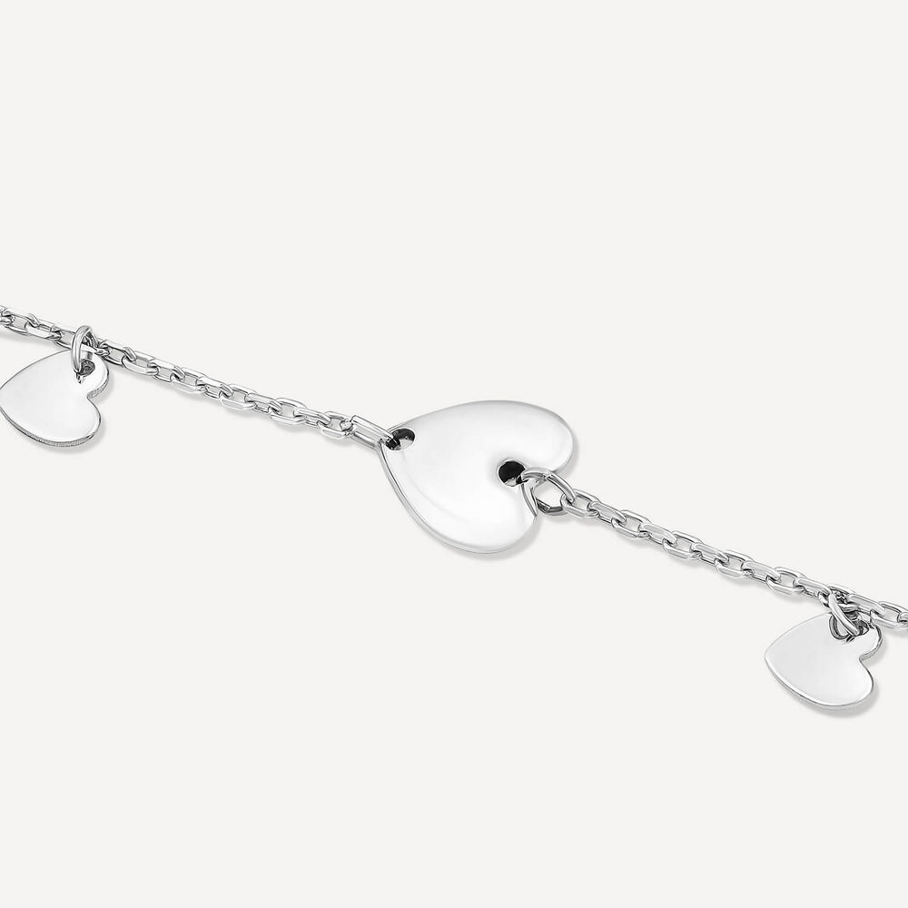 9ct White Gold Heart Pendants Chain Bracelet image number 2