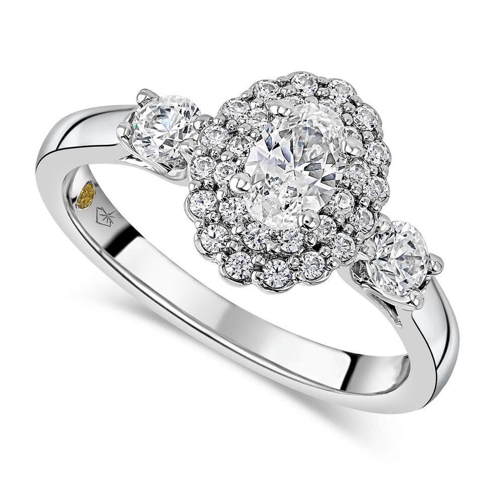 Northern Star 0.85ct Oval Diamond Double Halo 18ct White Gold Ring