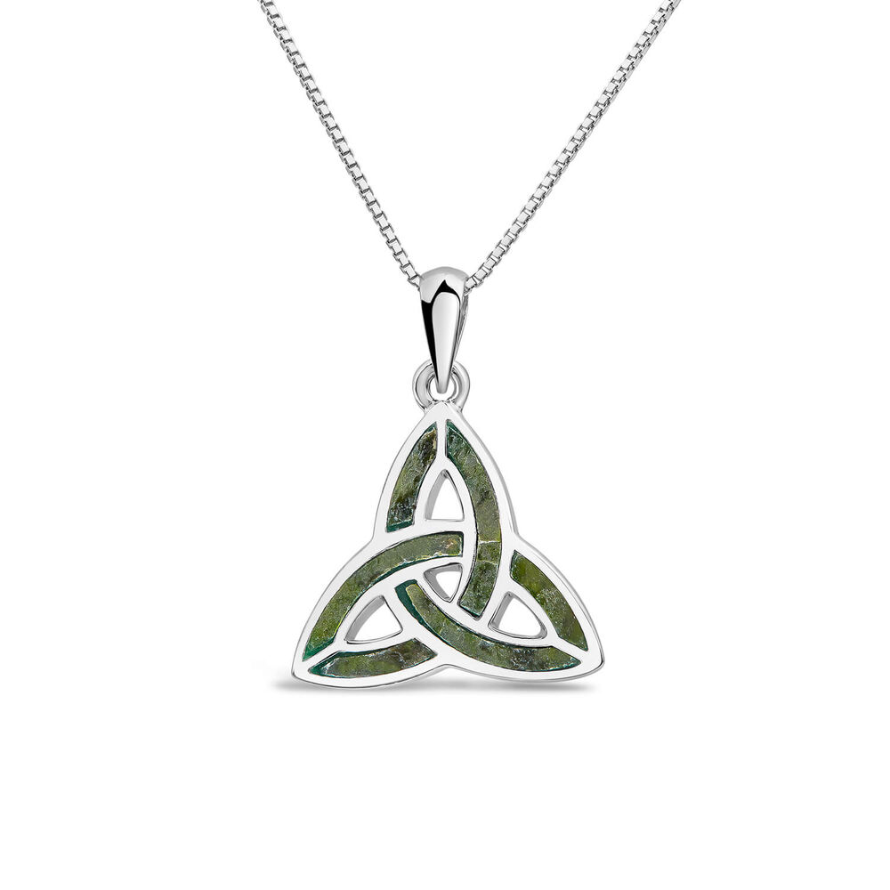 Silver Connemara Marble Trinity Knot Pendant image number 0