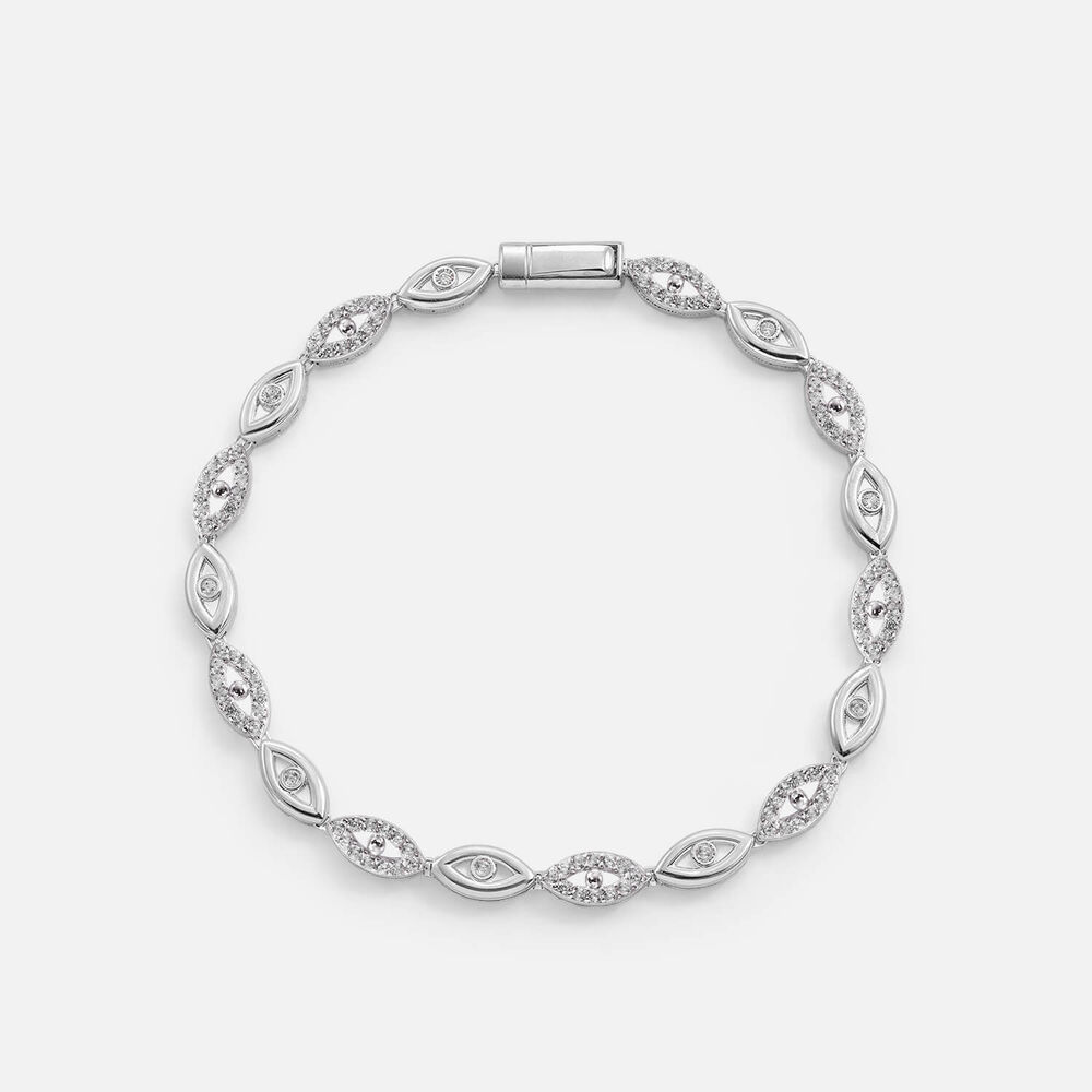 9ct White Gold Cubic Zirconia Set Marquise Shape Link Bracelet