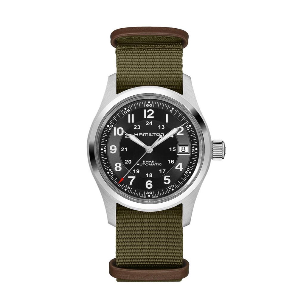 Hamilton Khaki Field Call of Duty Auto 38mm Black Dial Green Fabric Strap Watch image number 0