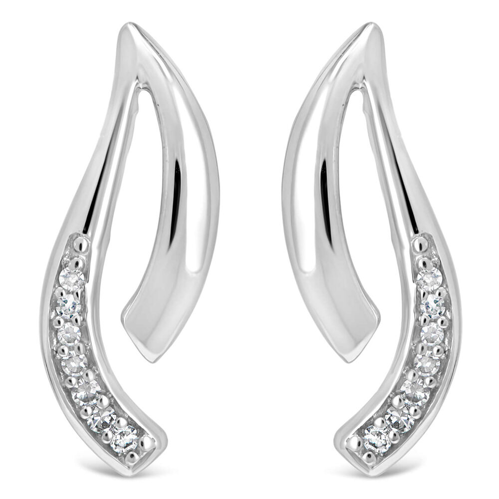 9ct White Gold Polished 0.30ct Diamond Set Two Strand Open Stud Earrings