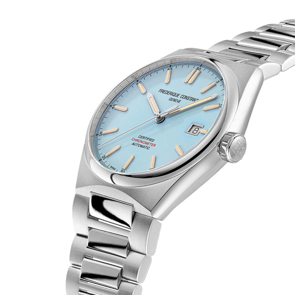 Frederique Constant Highlife COSC Automatic 39mm Light Blue Dial Steel Bracelet Watch