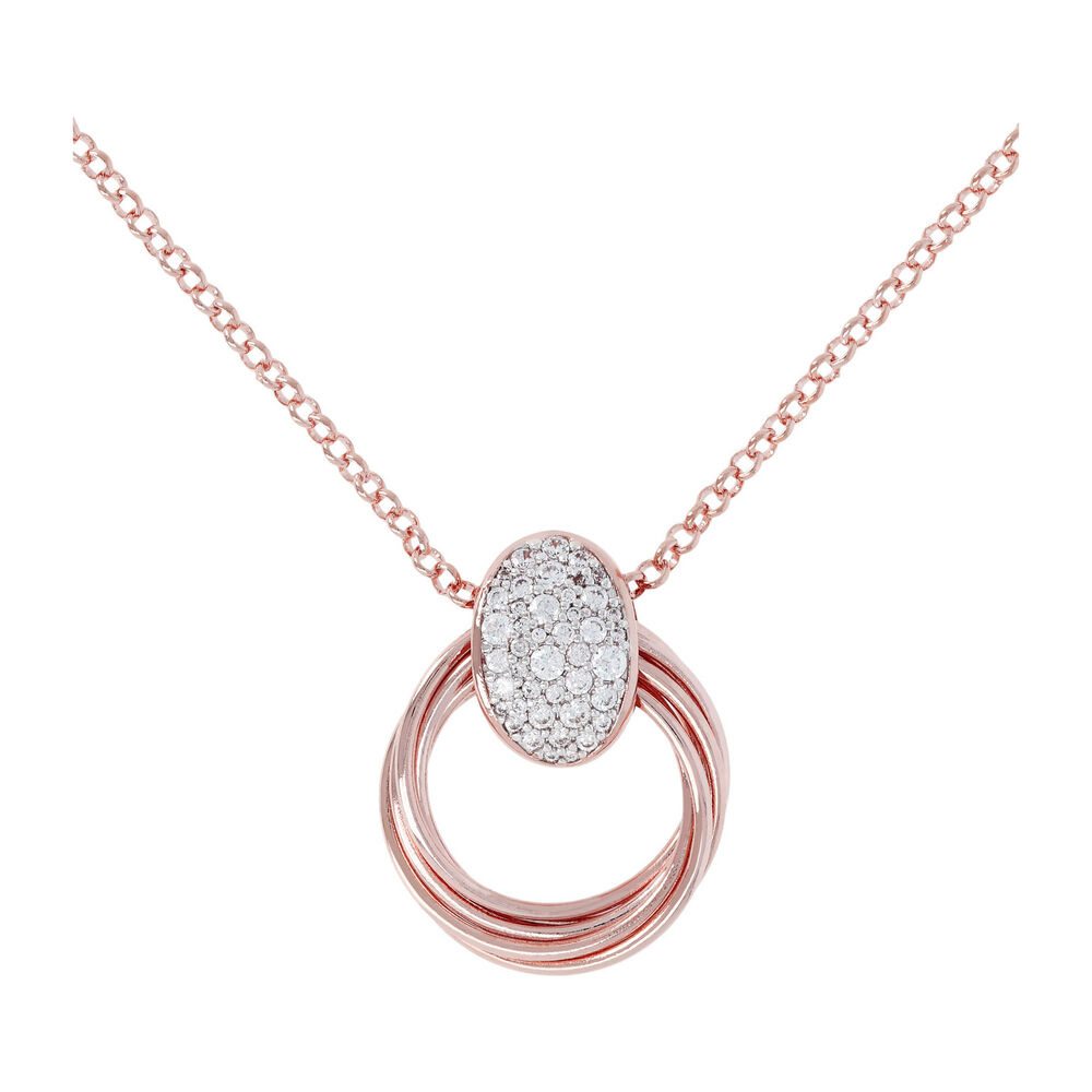 Ladies Bronzallure Elliptica Muti-Circles Necklace with Cubic Zirconia Pav image number 1
