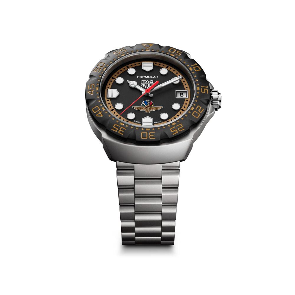 TAG Heuer Formula 1 Solargraph x Indy 500 38mm Black & Brown Dial Steel Bracelet Watch