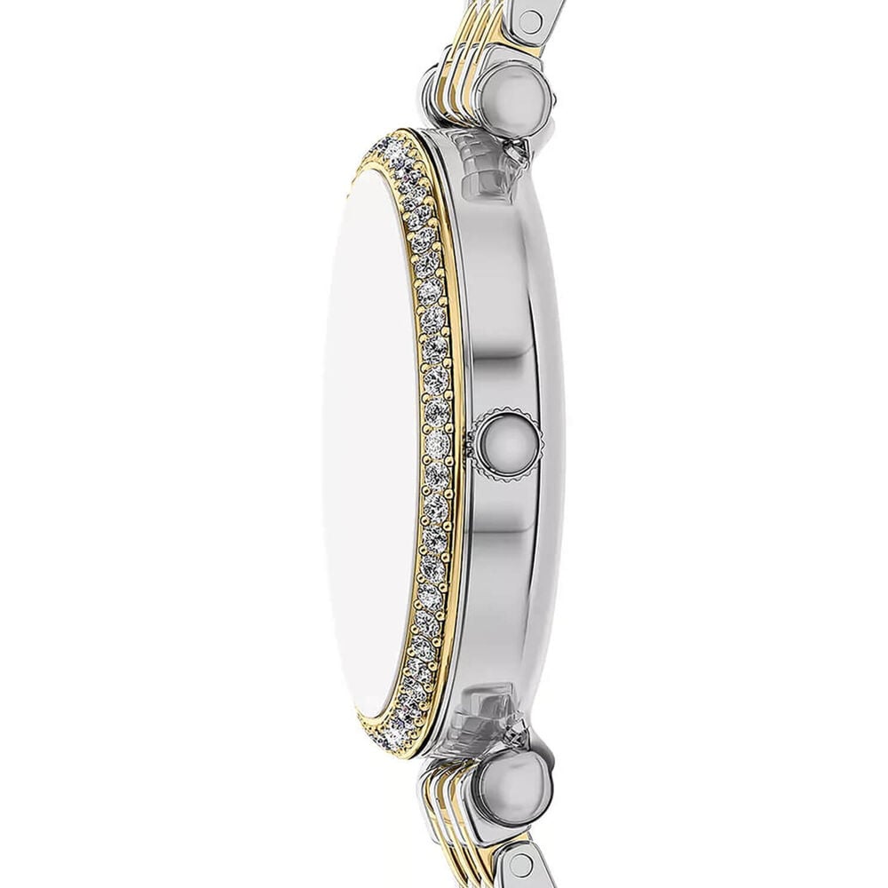 Fossil Carlie 28mm Green Dial Two Tone Stainless Steel Bracelet Watch image number 2