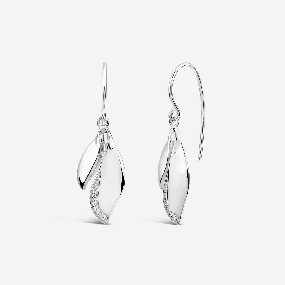 Sterling Silver Cubic Zirconia Marquise Stud Earrings image number 1