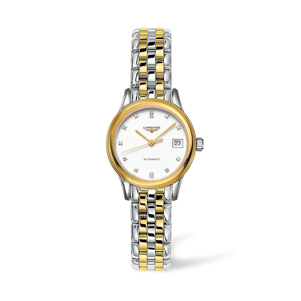 Pre-Owned Longines Elegance Flagship Diamond White Dial Two Tone Bracelet Watch