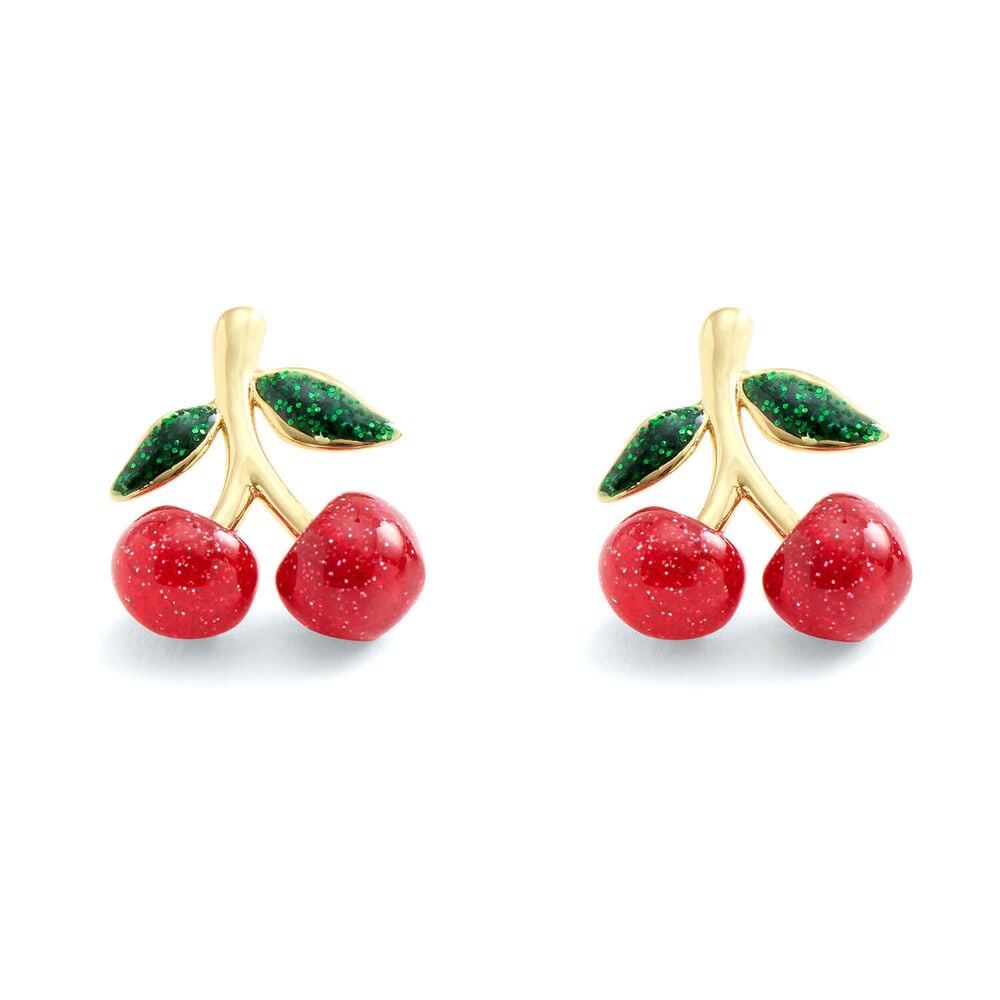 Coach Gold Tone Brass Cherry Cluster Stud Earrings
