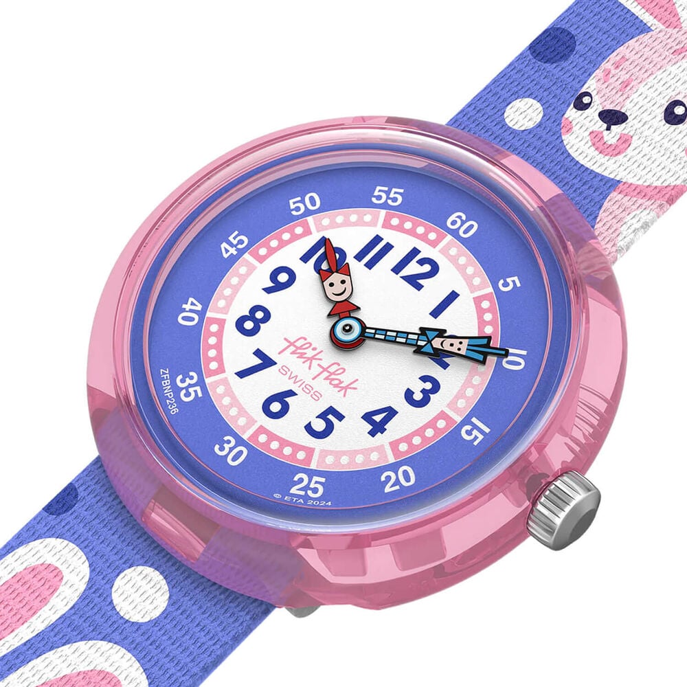 FLIK FLAK Peek-A-Bunny 31.85mm Purple Dial Quartz Kids Watch image number 2