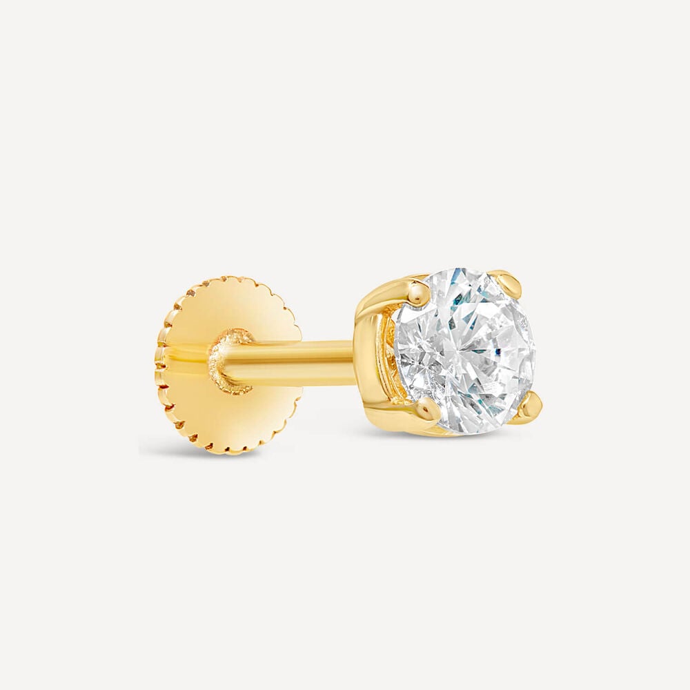 9ct Yellow Gold 4 Claw Cubic Zirconia Single Stud Earring