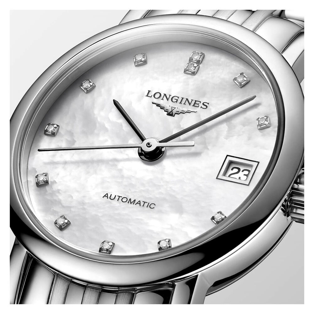 Longines Elegant automatic ladies' mother of pearl dial stainless steel bracelet watch