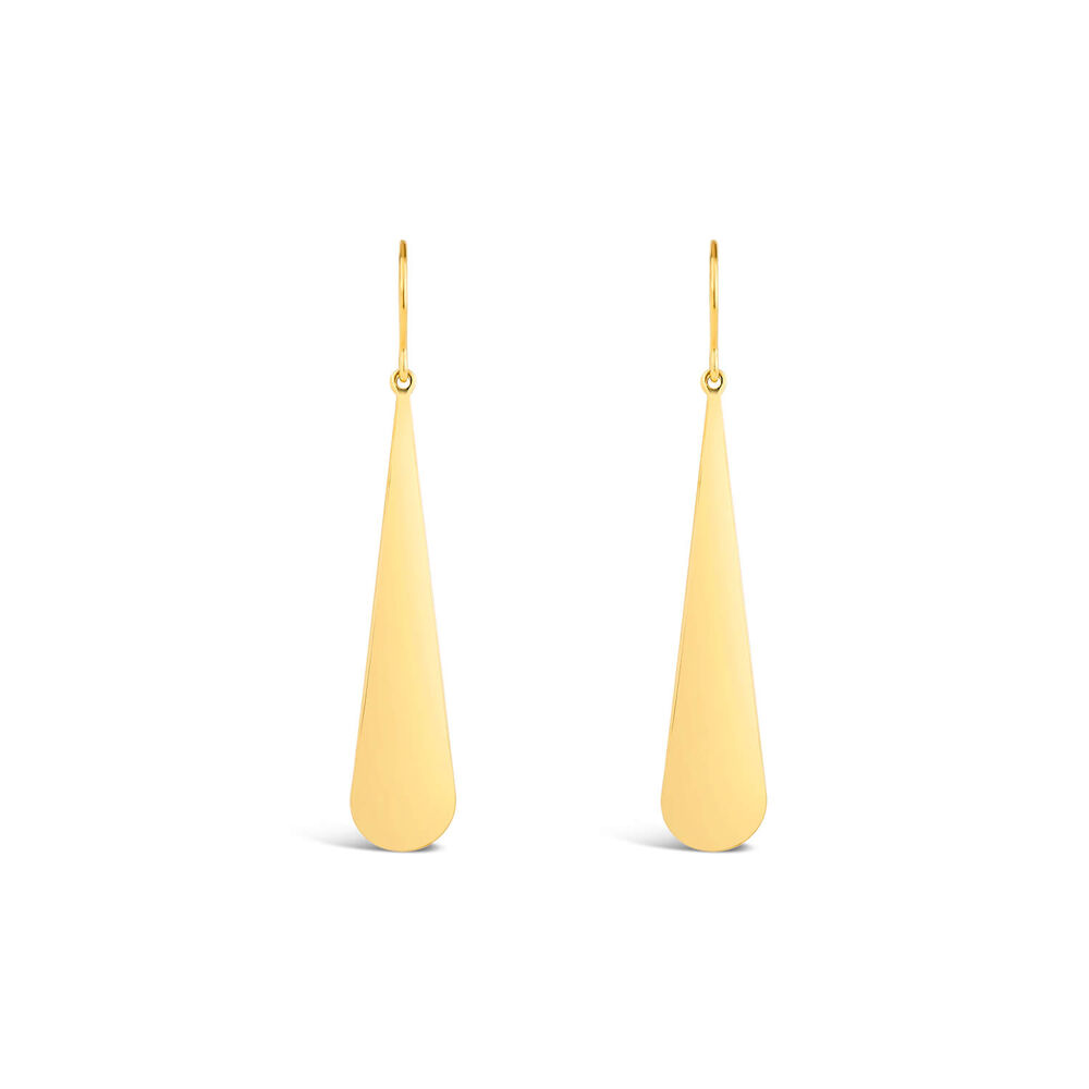 9ct Yellow Gold Polished Oval Long Teardrop Earrings image number 0