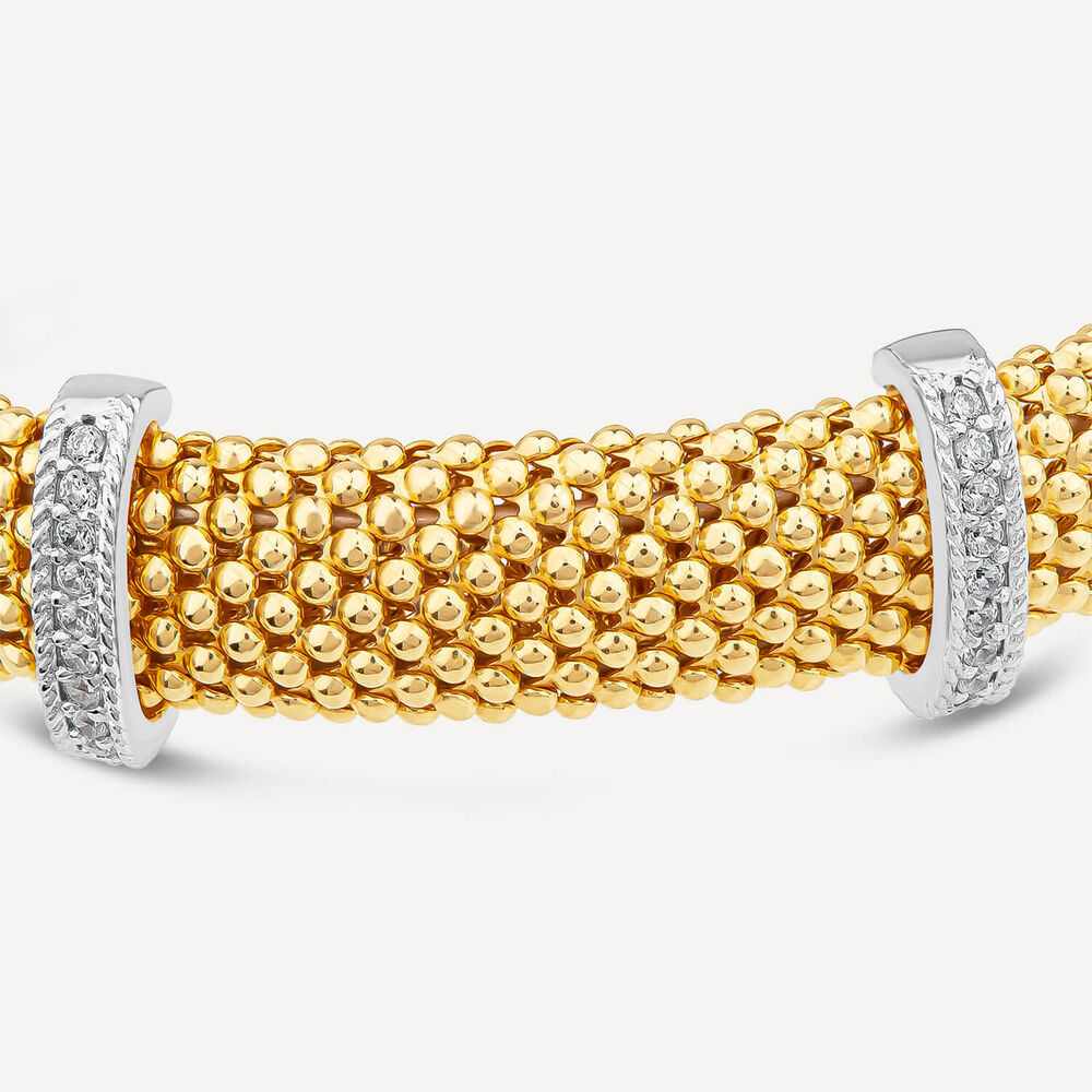 Silver & Yellow Gold Plated Heavy Weight Popcorn Bangle image number 2