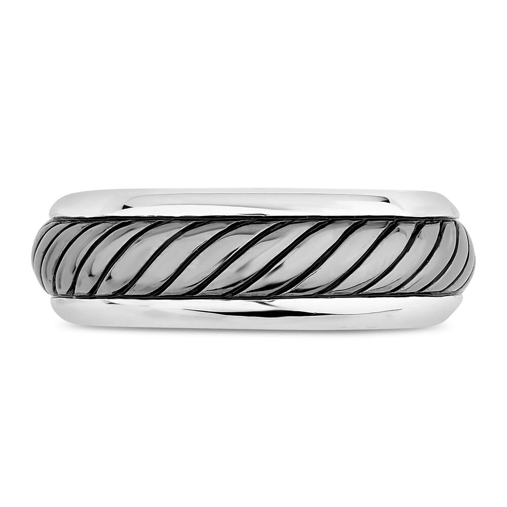 Sterling Silver Rhodium Plated 6.5mm Twist Men's Ring image number 1