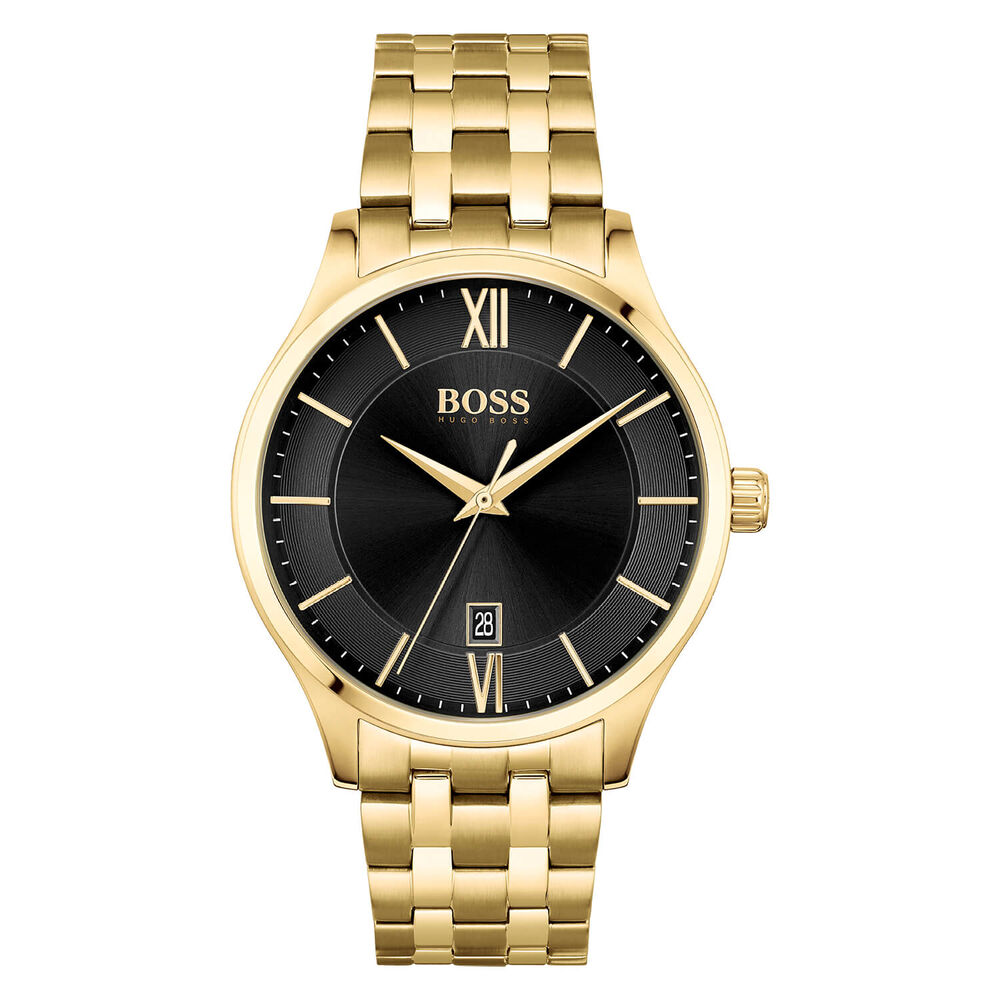 Hugo Boss Elite 41MM Black Dial Yellow Gold IP Case Bracelet Watch image number 0