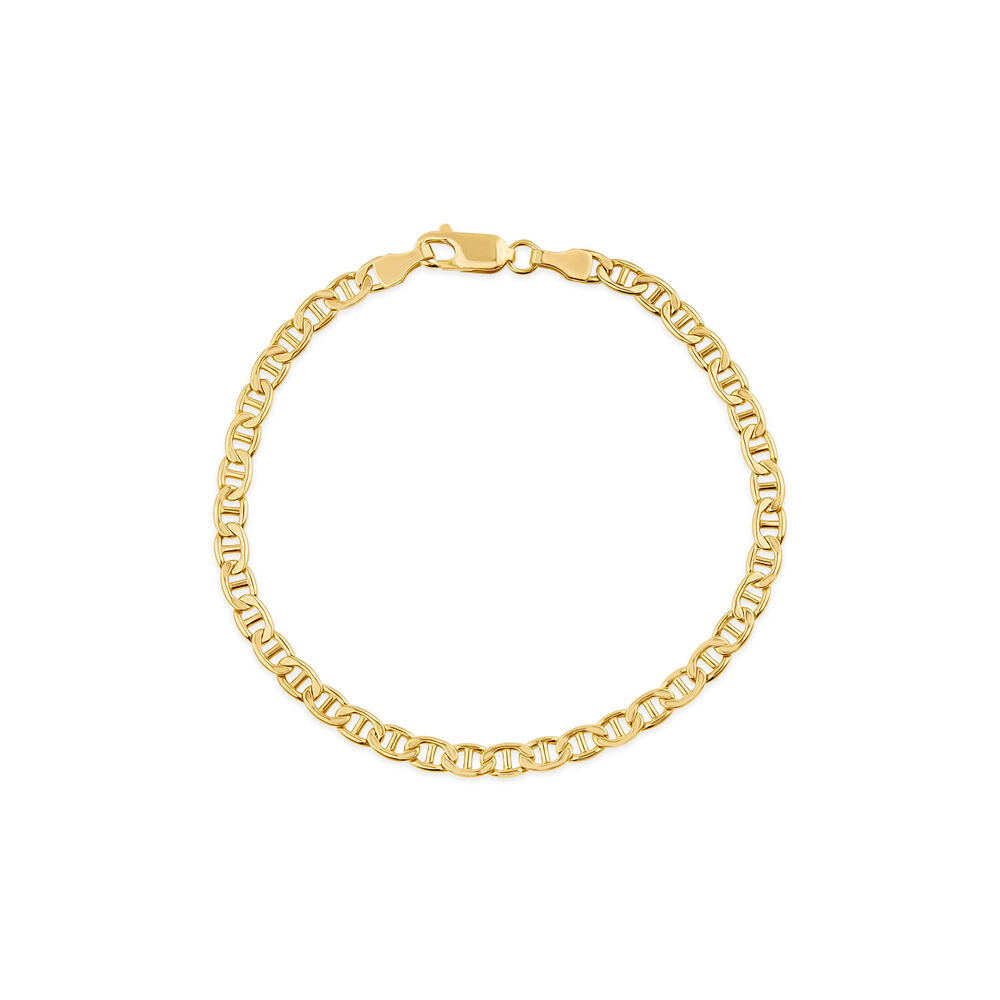 9ct Yellow Gold Bevelled Marine Chain Bracelet image number 0