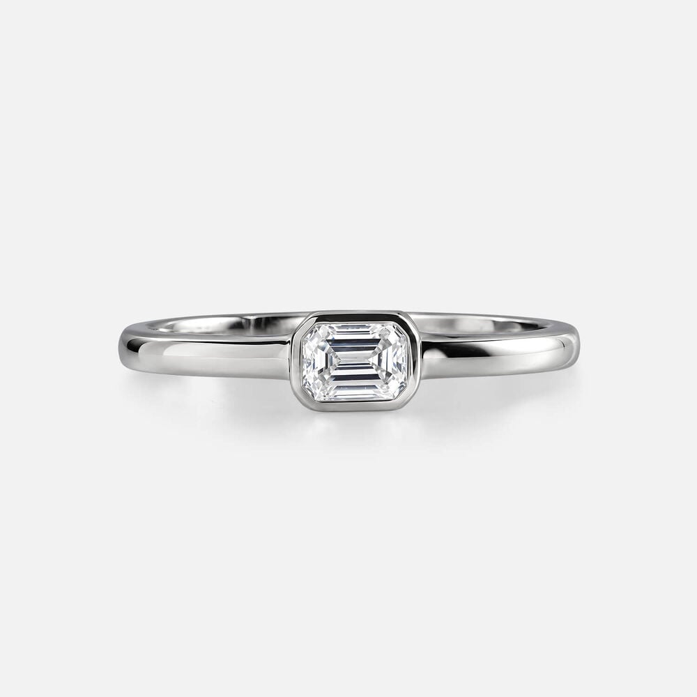 Born Contour 9ct White Gold 0.25ct Emerald Lab Grown Diamond Bezel Set Ring