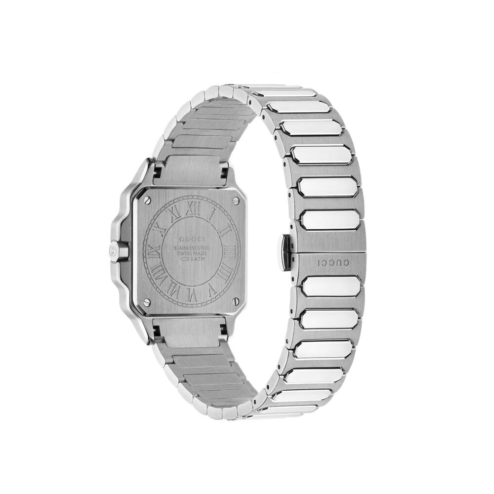 Gucci G-Flat 30mm Black Dial Stainless Steel Bracelet Watch