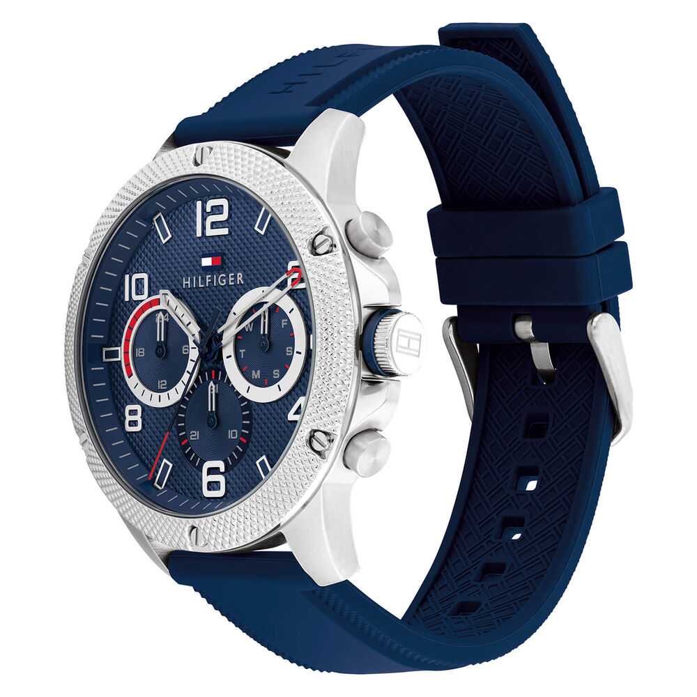 Tommy Hilfiger 46mm Blue Dial Blue Silicone Strap Watch