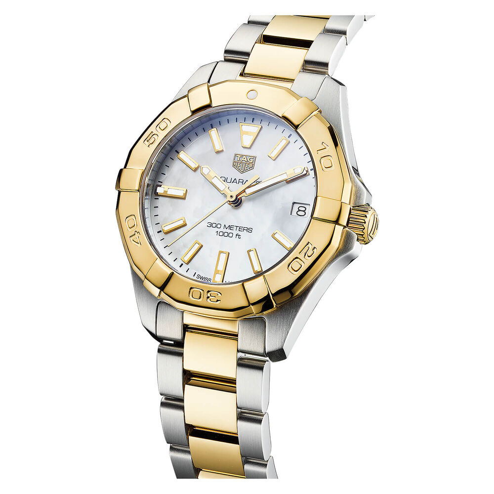 TAG Heuer Aquaracer Date 32mm MOP Dial 18k Gold Plated & Stainless Steel Bracelet Watch image number 1