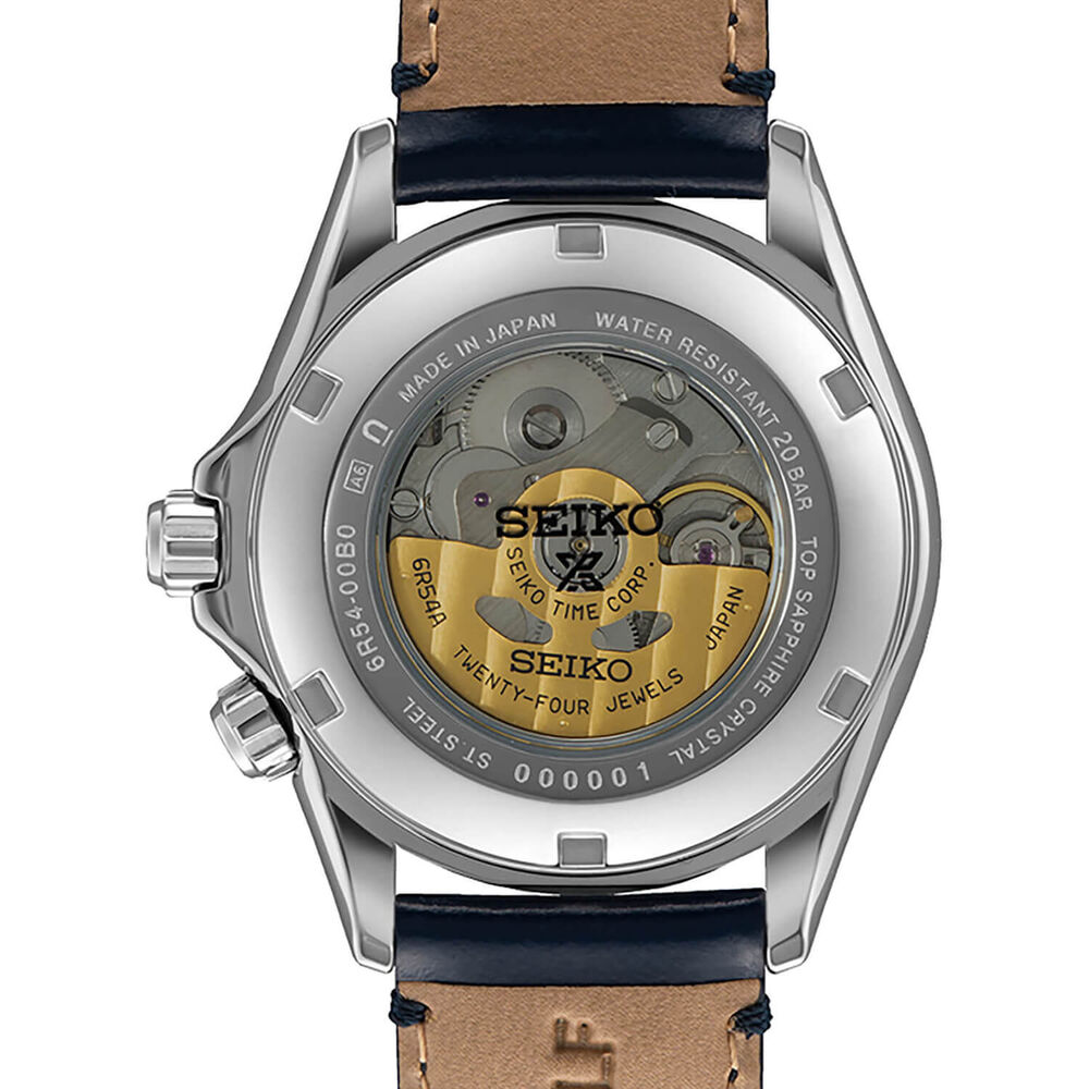 Seiko Prospex Alpinist GMT 39.5mm Black Dial Leather Strap Watch image number 2