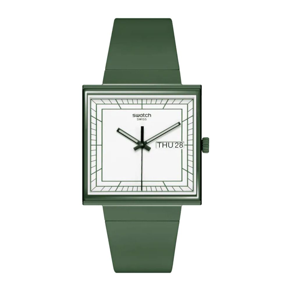 Swatch Bioceramic What if…Green? Square Dial Green Strap Watch image number 0