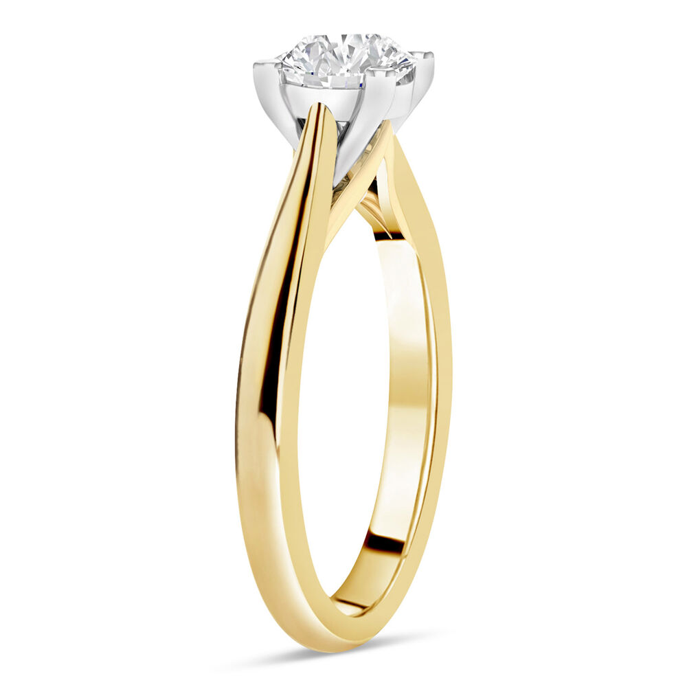 18ct Yellow Gold 1.00ct Round Diamond Orchid Setting Ring image number 3