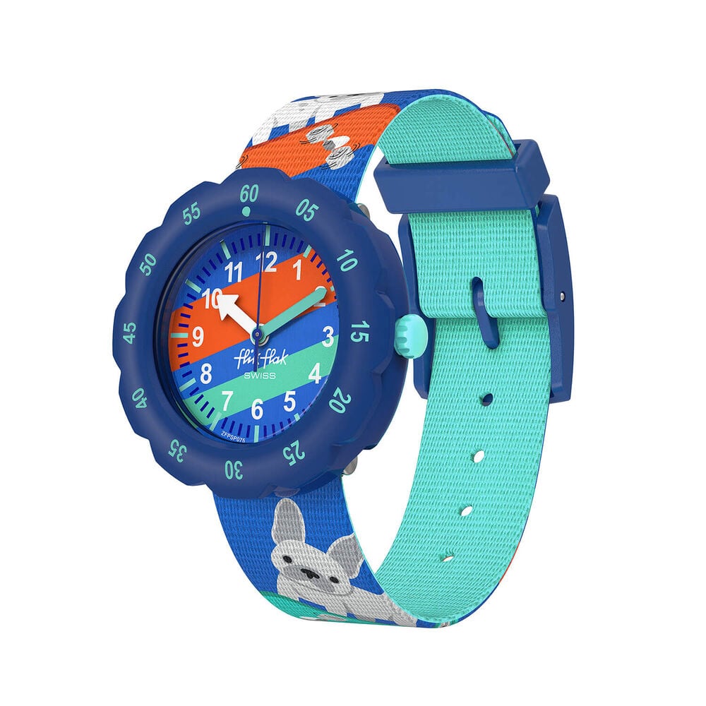 FLIK FLAK Skating Frenchie 31.85mm Blue Dial Quartz Kids Watch image number 0