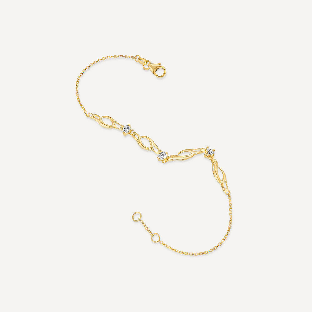 9ct Yellow Gold Cubic Zirconia Set Twist Curve Bracelet image number 3