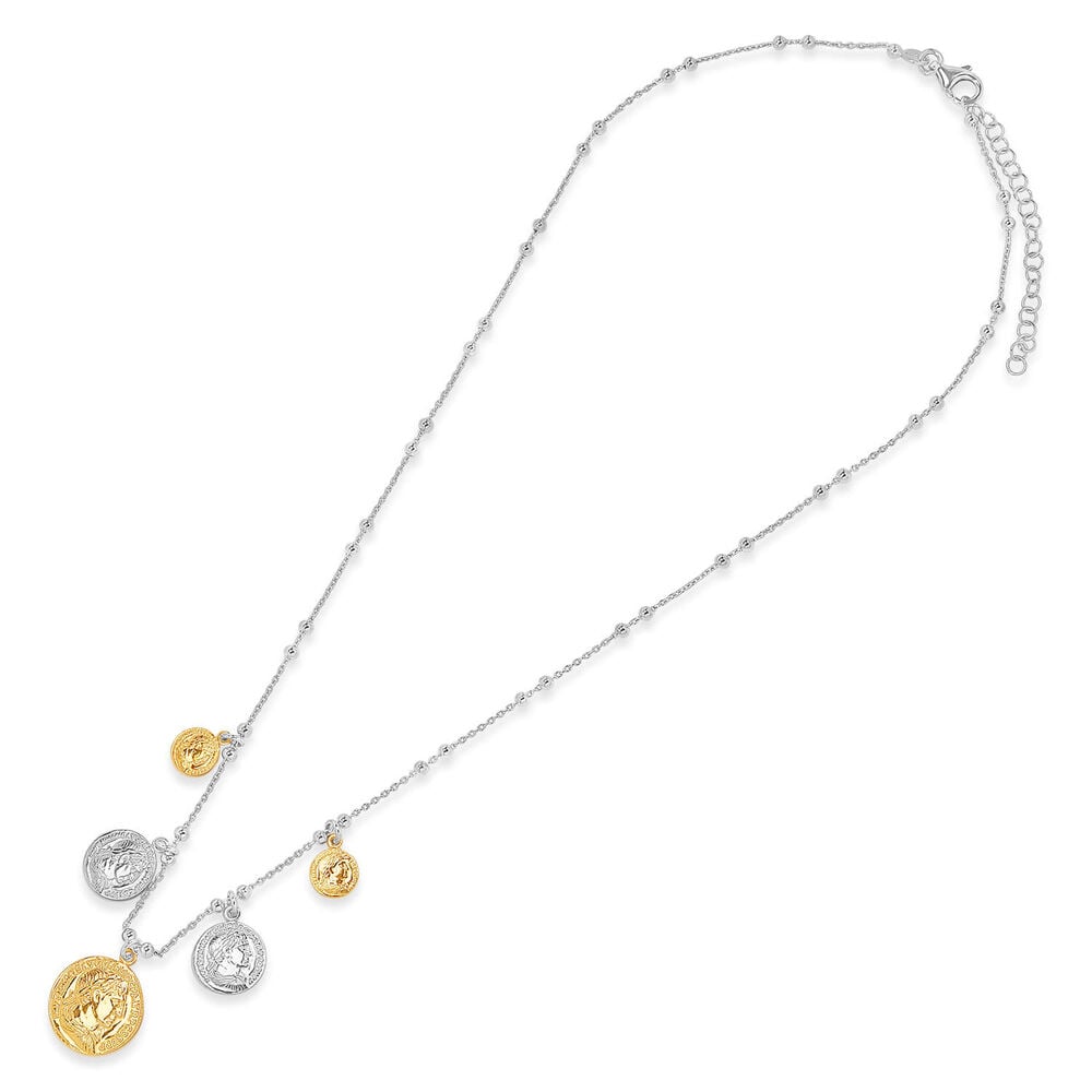 Sterling Silver and Yellow Gold Plated Coin Ladies Necklace image number 3