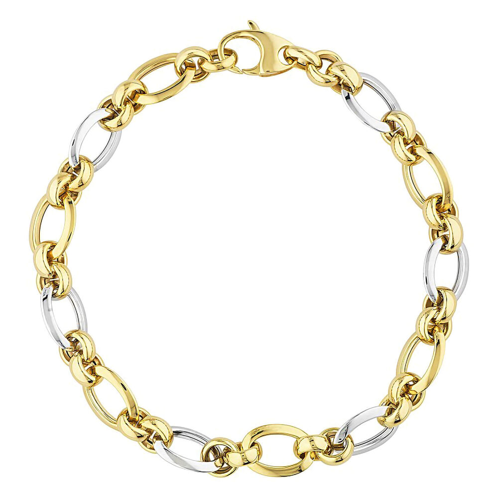 9ct Two Colour Gold Open Link Bracelet