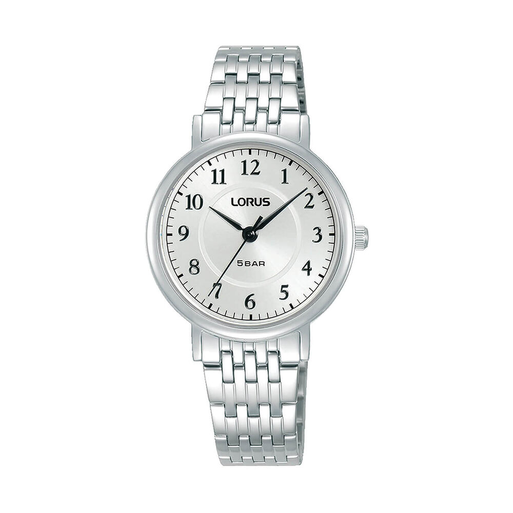 Lorus Quartz Ladies 30mm Silver Sunray Dial Steel Bracelet Watch image number 0