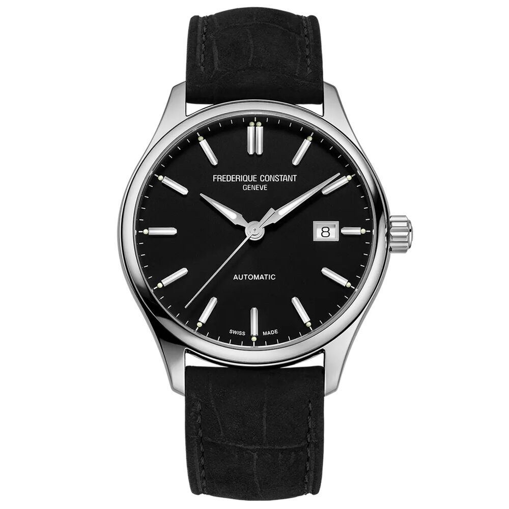 Pre-Owned Frederique Constant Classics Index Automatic 40mm Black Dial Leather Strap Watch