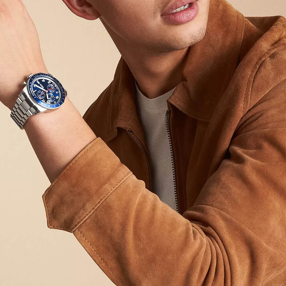 Fossil Sport Tourer Chronograph 42mm Blue Dial Steel Bracelet Watch image number 3