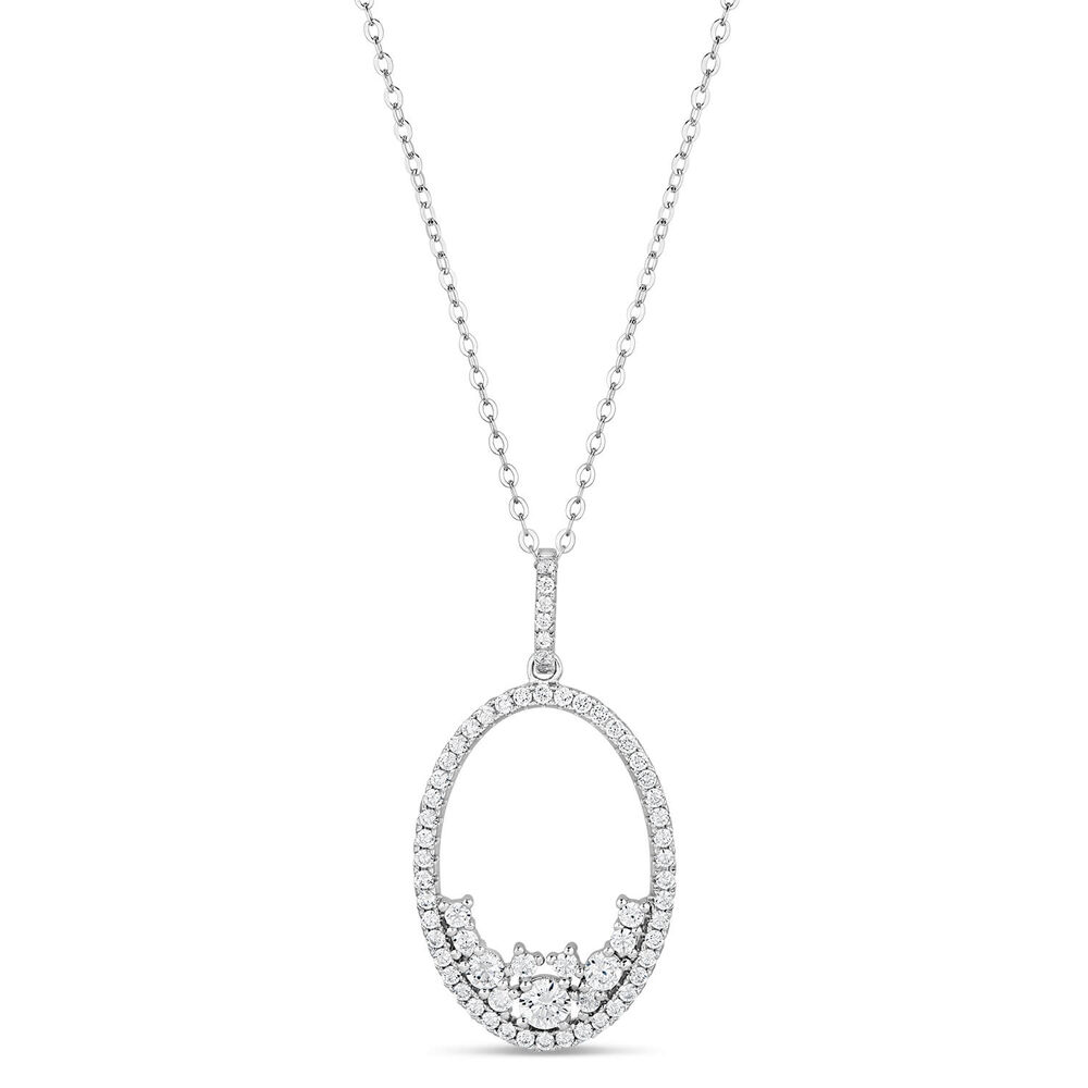 Sterling Silver Pave Open Cubic Zirconia Sprinkle Bottom Pendant