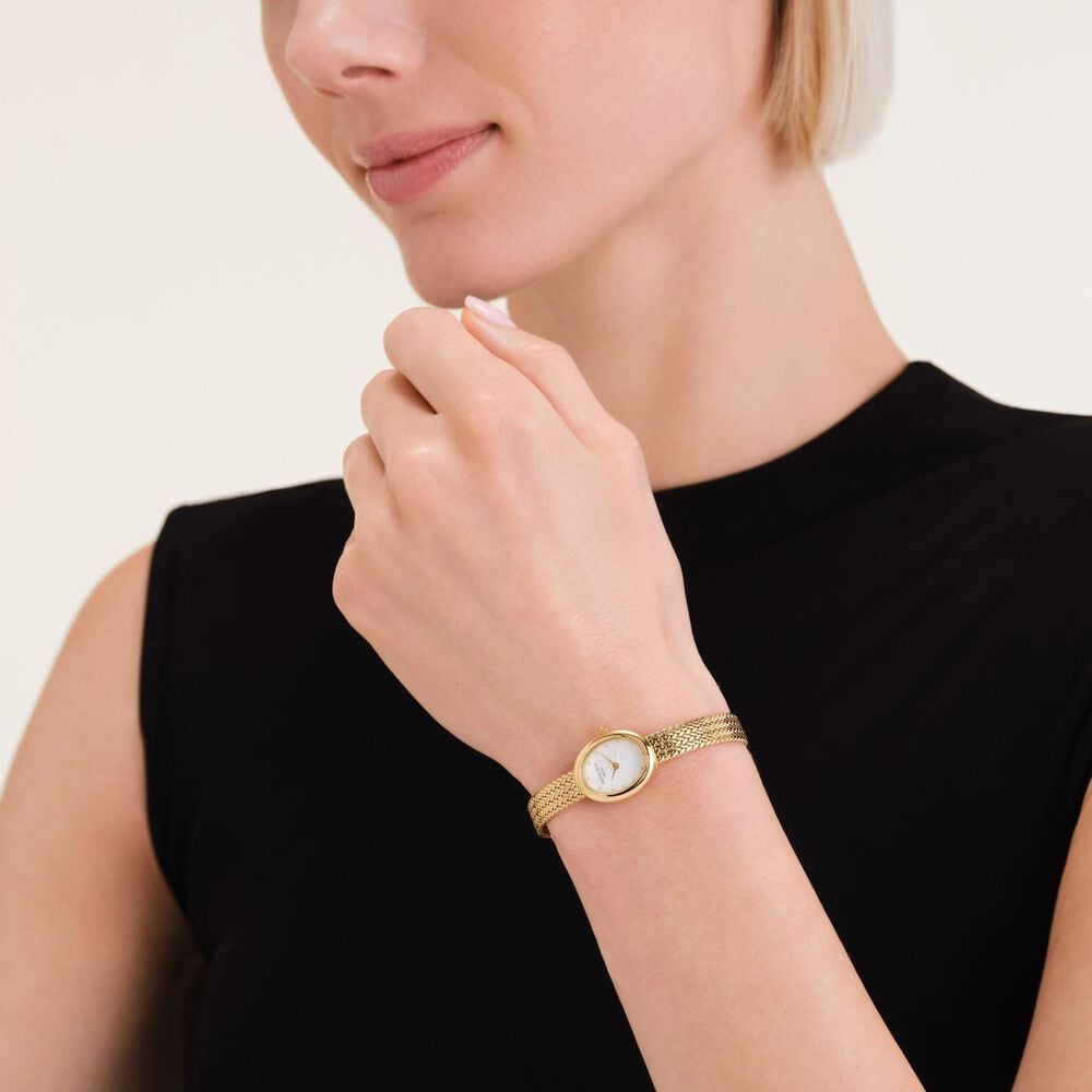 Rosefield Mini Oval Gold 18x22mm MOP Dial Gold Plated Steel Bracelet Watch