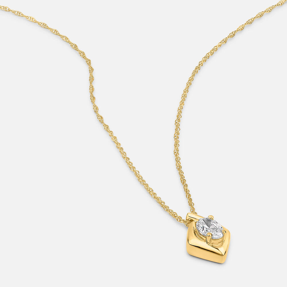 Born Kissed with Diamonds 9ct Yellow Gold Lab Grown 0.20ct Oval Diamond Split Shaped Pendant