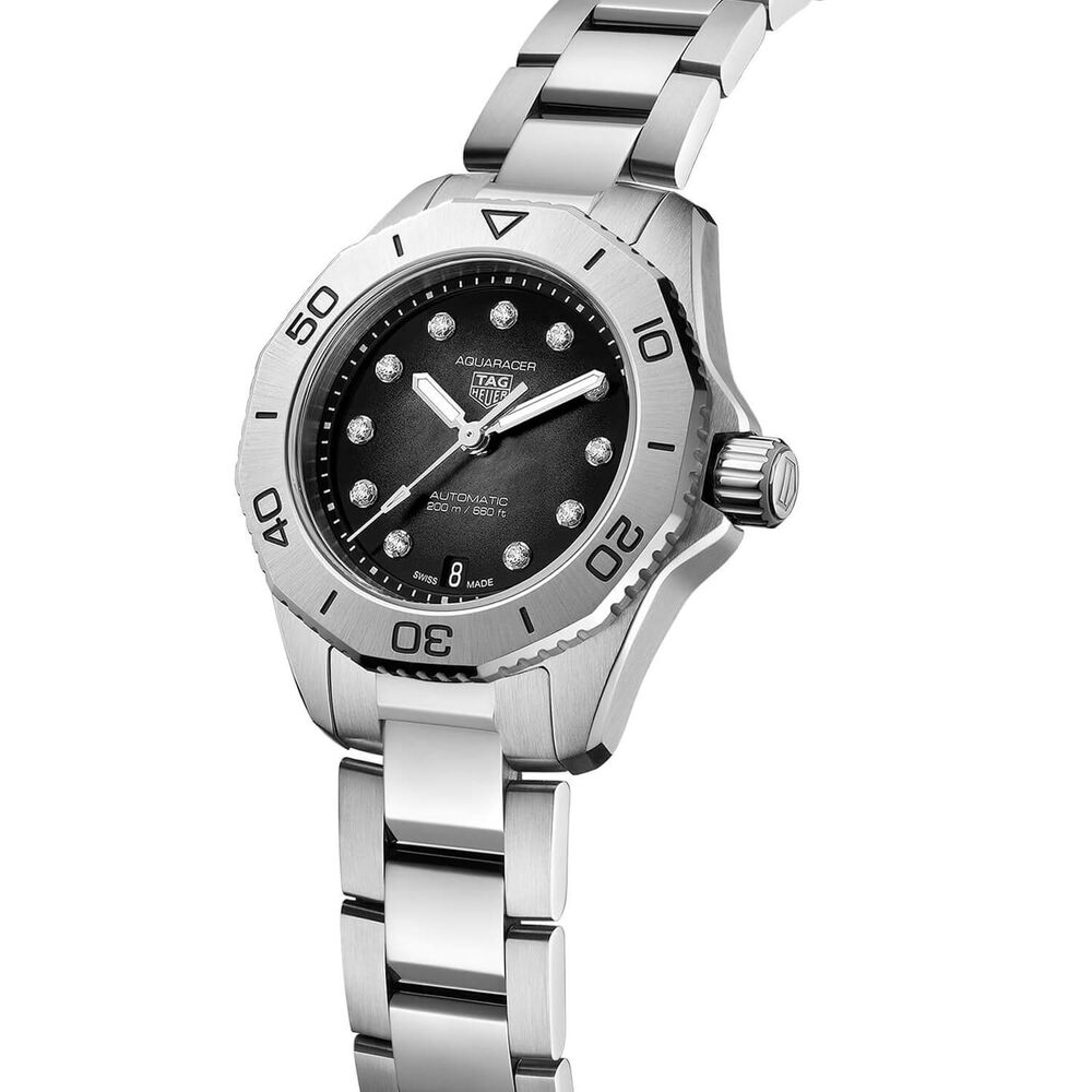 TAG Heuer Aquaracer Professional 200 Automatic 30mm Black Diamond Dot Smokey Dial Bracelet Watch image number 2
