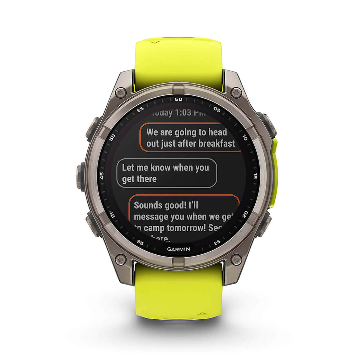 Garmin fenix 8 Solar Sapphire 47mm Titanium Case Amp Yellow Graphite Silicone Strap Watch