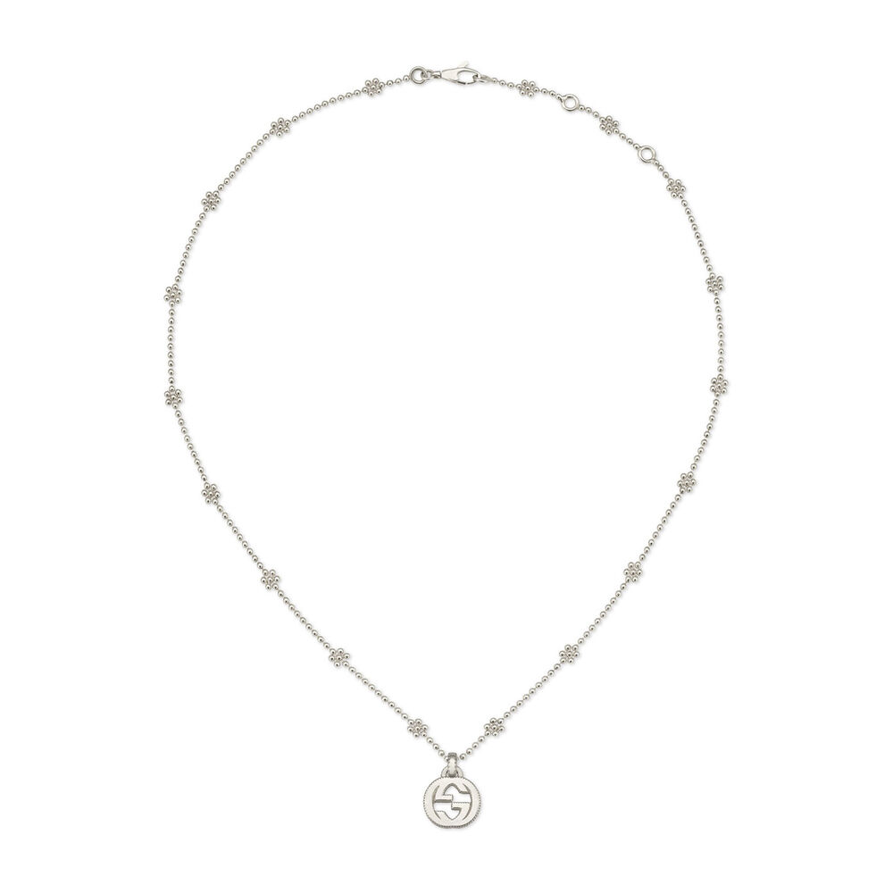 Gucci Interlocking Sterling Silver Flower Necklace image number 0