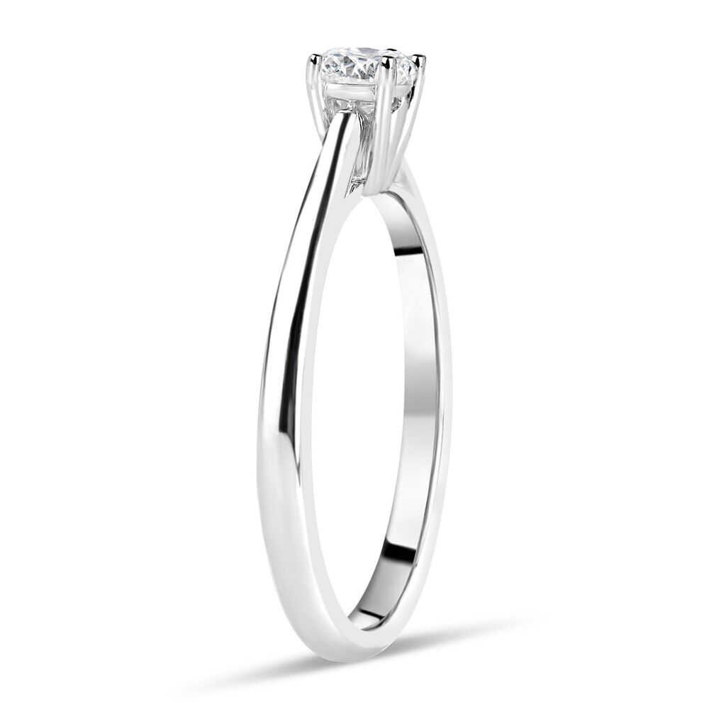 18ct White Gold 0.25ct Round Diamond Tulip Setting Ring image number 3